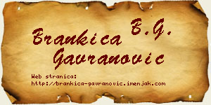 Brankica Gavranović vizit kartica